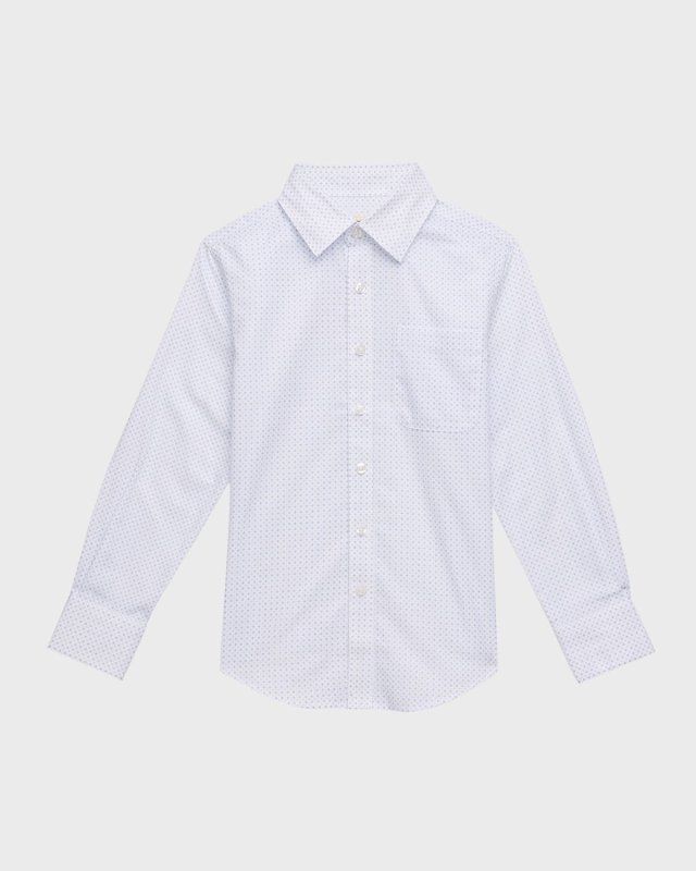 Boy's Polka Dot Button Down Shirt, Size 2-14